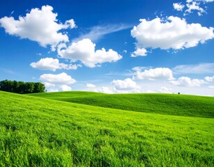 Obraz premium 青空と新緑の木々のイメージ AI生成画像