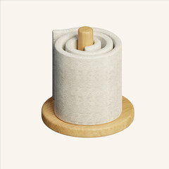 Minimalist 3D kitchen tool design featuring a paper towel holder. Isometric render illustration