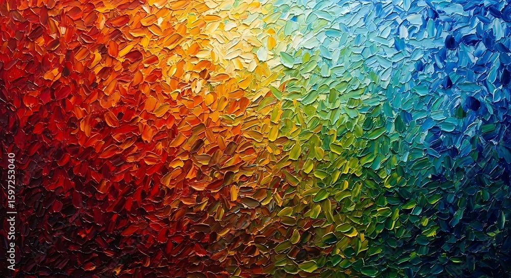 Wall mural vibrant abstract rainbow gradient with textured brushstrokes creating a dynamic and colorful backgro