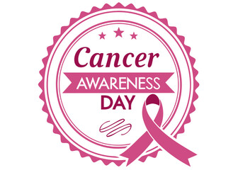 Pink ribbon cancer awareness day emblem