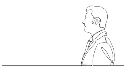 One line drawing of a businessman, simple vector graphic illustration concept