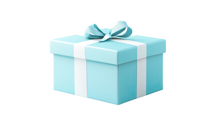 Obraz premium Blue gift box with matching ribbon and lid presented as festive packaging isolated on white background