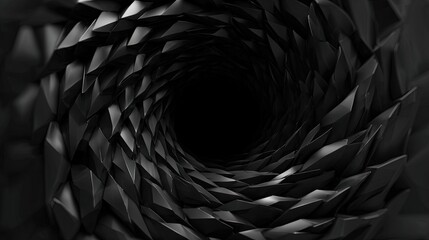 Abstract Black Geometric Spiral Tunnel