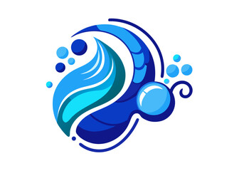 Naklejka premium Abstract blue wave and bubbles design