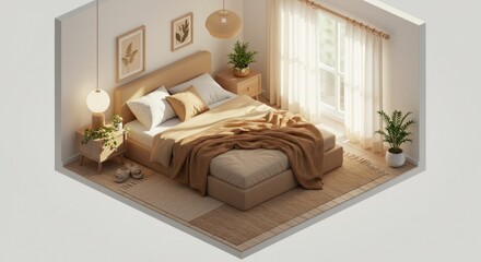 Obraz premium Cozy bedroom isometric perspective