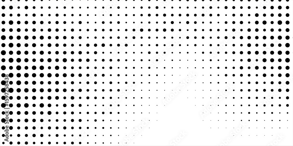 Poster halftone gradient. dotted gradient, smooth dots spraying and halftones dot background seamless horiz