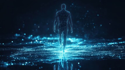 Abstract digital figure walking