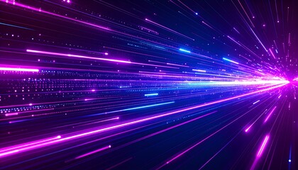 Thrusted Purple and Blue Data lines in Glitched Fast Motion