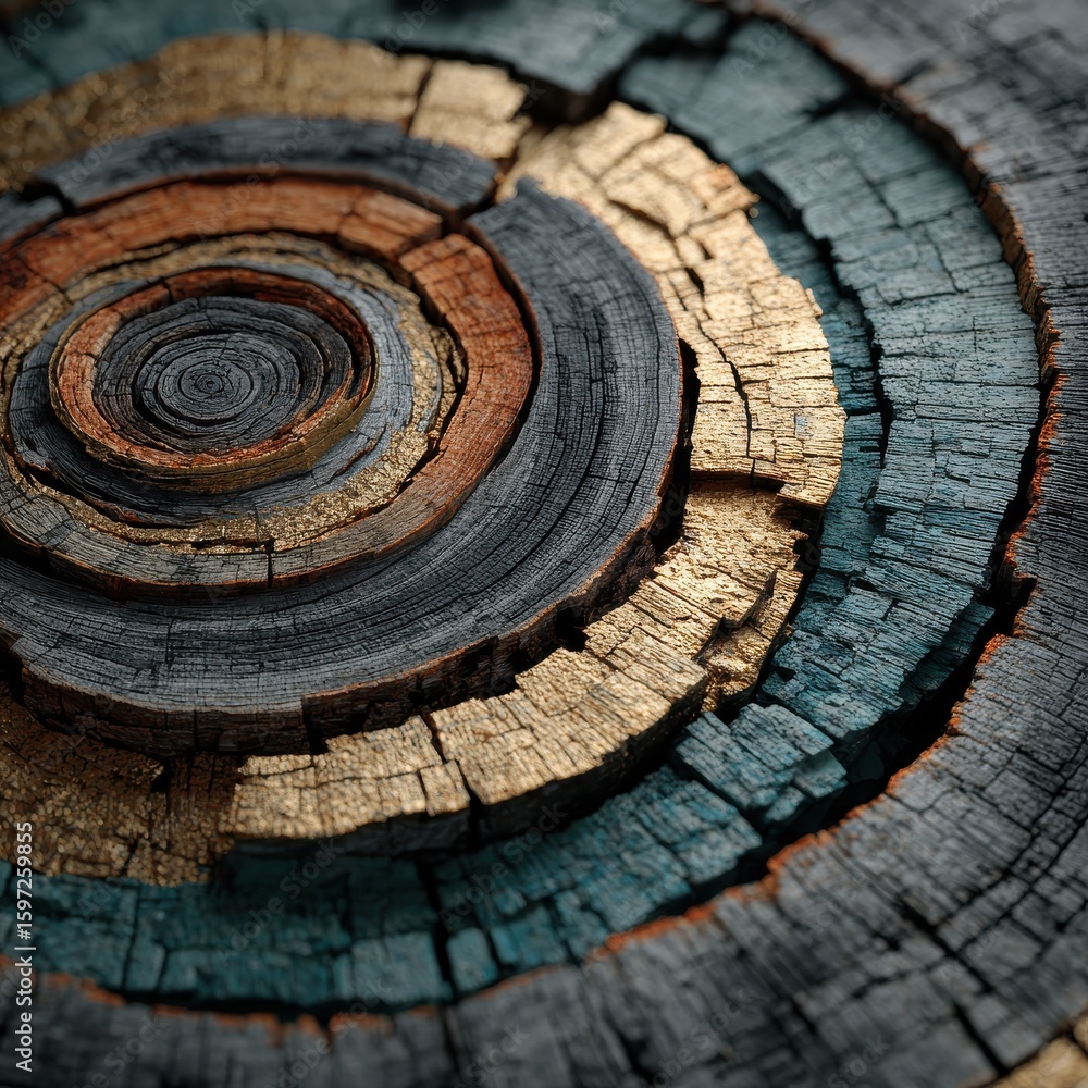 Poster abstract concentric circles wood texture close up background image