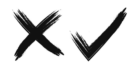 Set of red tick mark and cross mark isolated with white background, check and red cross mark icon set checkmark and x mark icon use for apps and website  checkmark icon, vector 