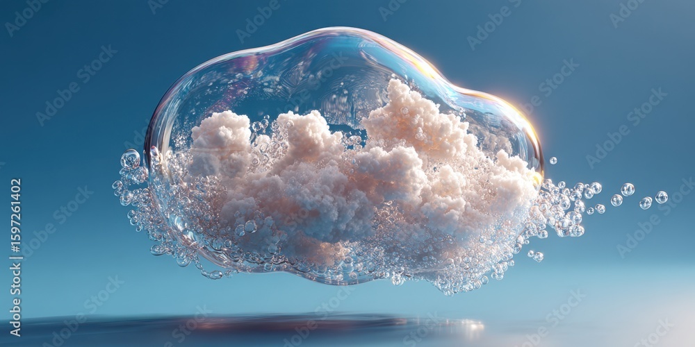 Aufkleber cloud inside bubble with smaller bubbles around background image