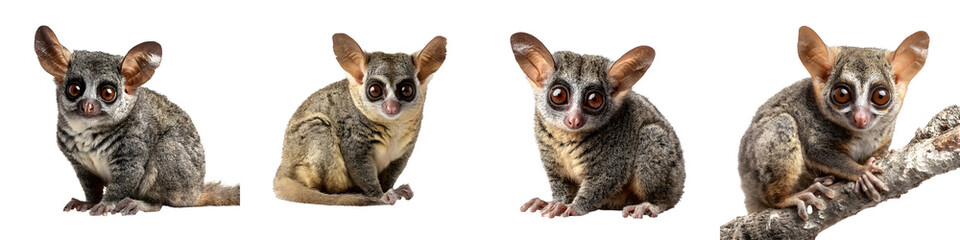Fototapeta premium Cute Bush Baby Set Isolated on White Background