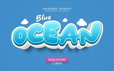 Blue Ocean Cartoon 3D Text Effect for Poster, Logo and T-Shirt Template