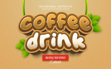 Coffee Drink Brown Cartoon 3D Text Effect Editable