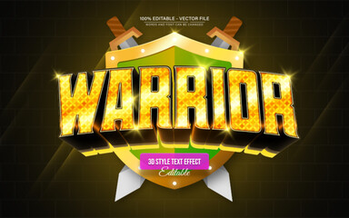 Warrior Gold Glow 3D Text Effect Editable