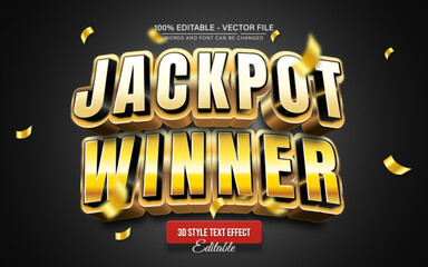 Jackpot Winner Modern Gold 3D Text Effect Editable
