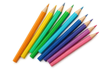 Multicolored pencils positioned diagonally, highlighting artistic potential against translucent surface with graphic design elements