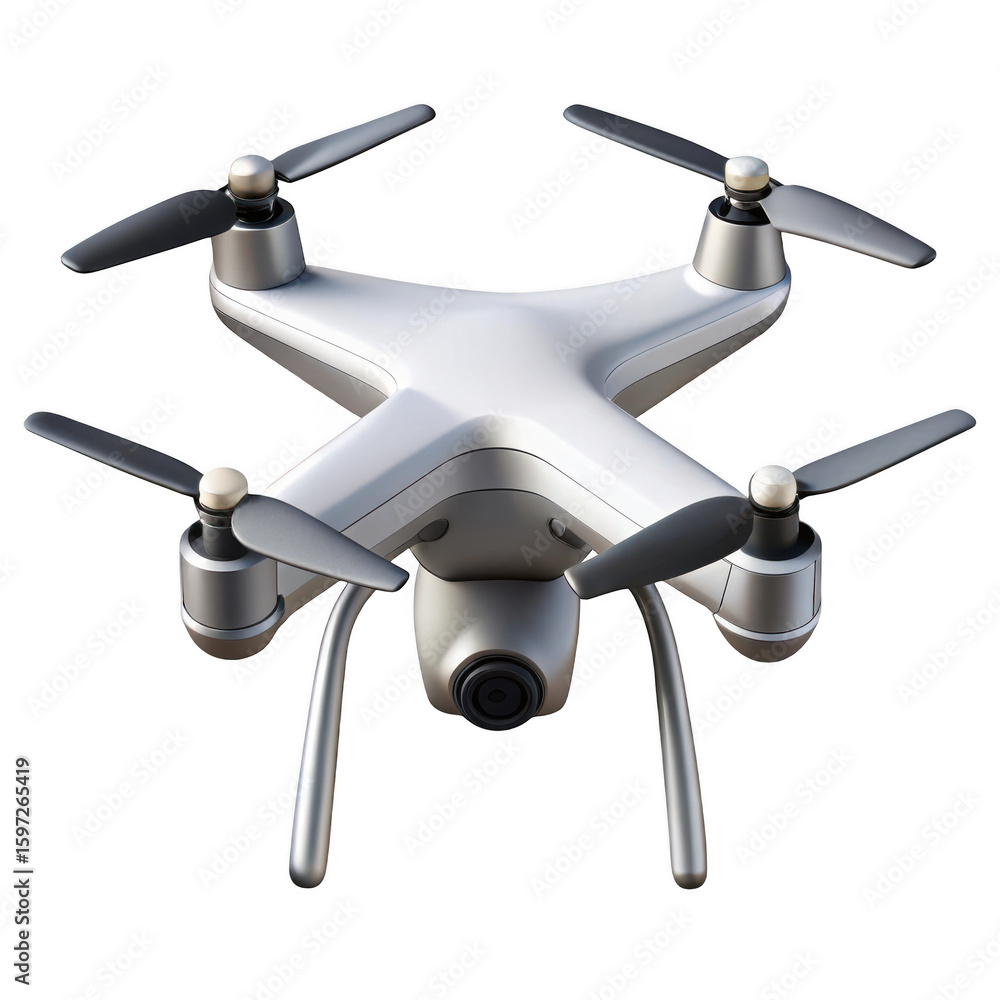 Poster 3d realistic drone model isolated on transparent background