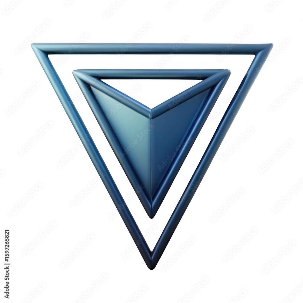 Aufkleber 3d abstract blue triangular geometric shape isolated on transparent background