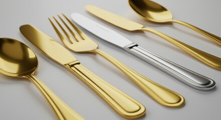Gold and silver cutlery set