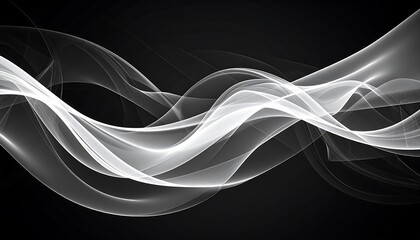 Obraz premium Abstract flowing white lines on black background