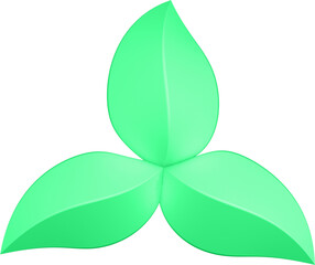 3d render of green plant leaves close up with details on a transparent isolated background