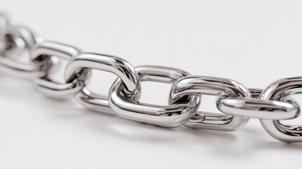 Fototapeta premium Close-up view of a polished, heavy metal chain necklace or bracelet.