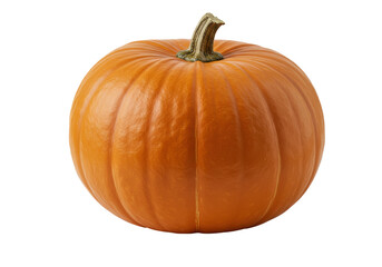 Vibrant orange pumpkin on a white background, showcasing its smooth texture and shape