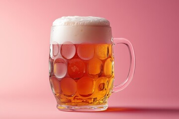 Celebrating National Beer Week with a frothy beer mug against a pink backdrop highlighting the festive atmosphere of the occasion