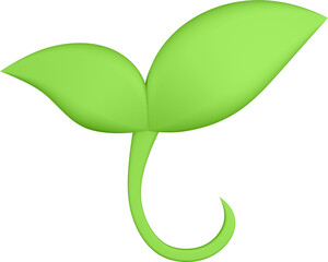 3d render of green plant leaves close up with details on a transparent isolated background