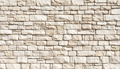 Fototapeta premium Natural Stone Wall Texture Background with Beige Brown Blocks, and Architecture Detail.