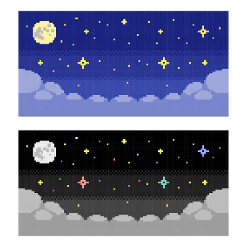 ドット絵 背景（夜空）セット