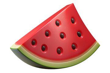 Realistic slice of juicy red watermelon with dark seeds isolated on transparent background