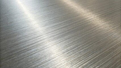 A closeup of a brushed metal texture reveals fine lines and subtle reflections, creating a modern background