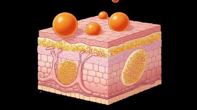 Human Skin: Beta-Carotene Absorption & Cellular Distribution Animation