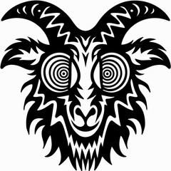 Fototapeta premium Abstract Goat Head Graphic with Psychedelic Pattern and Intricate Tribal Details
