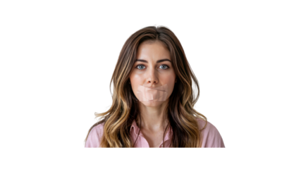 Silenced Woman Mouth Taped Shut, Censorship, Protest, Social Issue