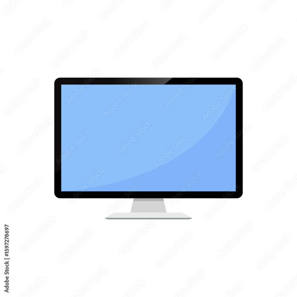 Poster modern computer monitor icon. flat desktop screen symbol