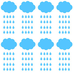 Clouds and rain drop. Seamless pattern of rain.Raining or water droplets.Blue texture.Surface design for textile.Decoration ornament.Repeat tile.Wrapping paper.Geometric .Vector illustration.