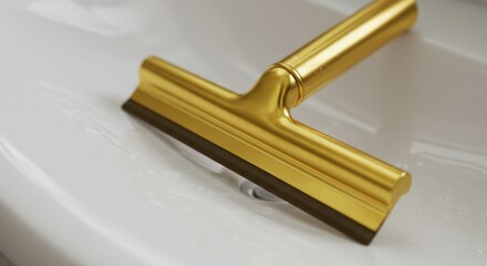 Gold safety razor closeup