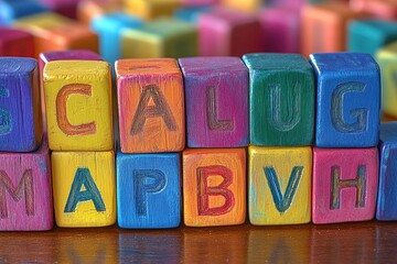 Colorful letter blocks promoting awareness for sexual assault prevention displayed on a wooden surface in a bright environment