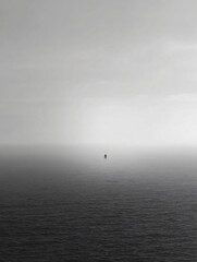 Naklejka premium Sea Sky Clouds Minimalism Lonely Landscape Horizon Serenity Calmness Ocean Depth Atmosphere Peaceful Isolated Reflection Tranquility View Mystery Solitude Morning Softness Nature Infinity Darkness 
