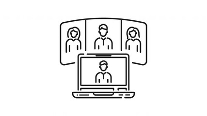 Online meeting line animation. Online meeting animation ideal for presentations, websites, social media posts covering remote teamwork, virtual collaboration, webinars, and business meetings. - Powered by Adobe