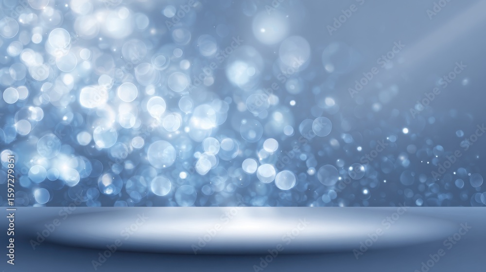Poster a stunning display of soft blue bokeh lights creates an enchanting atmosphere. the shimmering effect