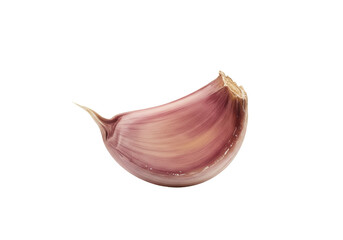Single clove of garlic on a plain background, highlighting its texture and color