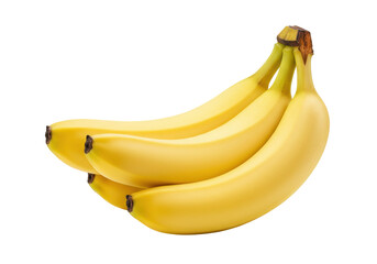A vibrant bunch of ripe bananas arranged attractively against a plain background