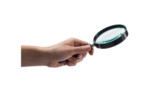 Hand Holding Magnifying Glass, Close-up Detail