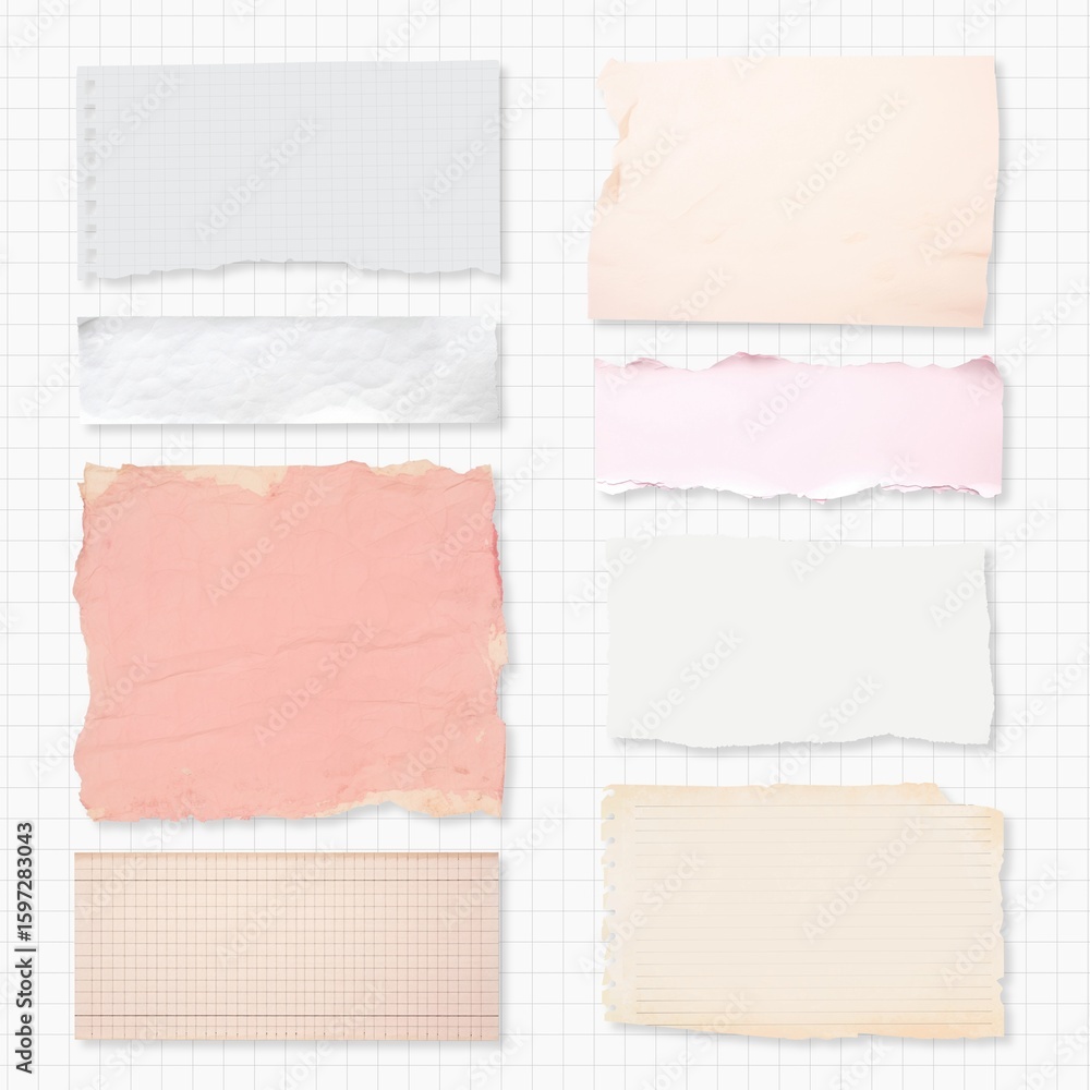 Poster rectangle ripped paper design element remix set