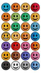 Fototapeta premium Multicolor Smiley Face Icons Sheet Set