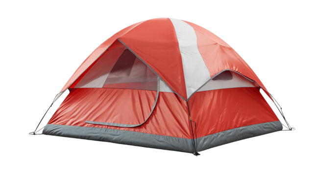 Dome tent for camping in transparent background